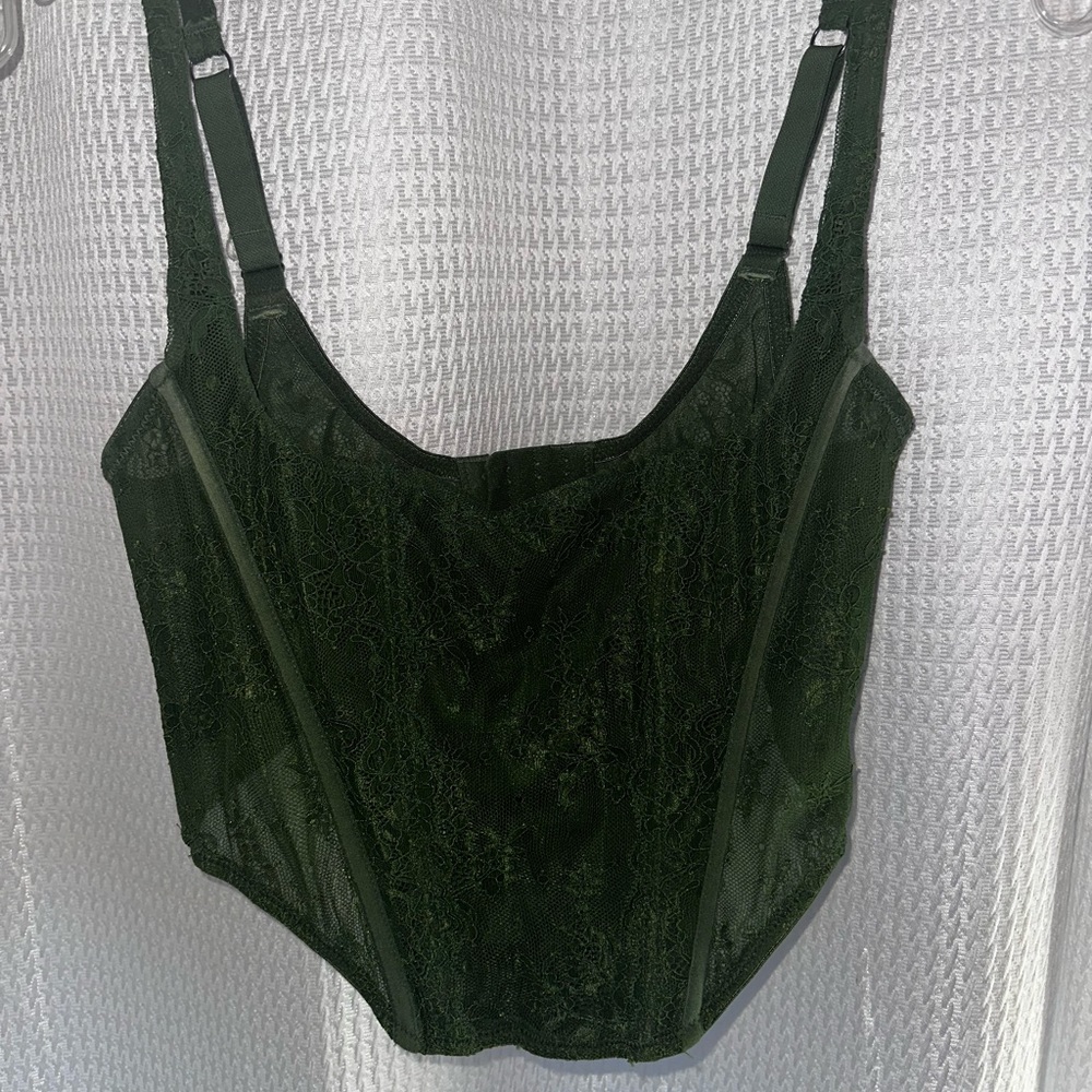 Green Lace Corset Top- Urban Outfitters